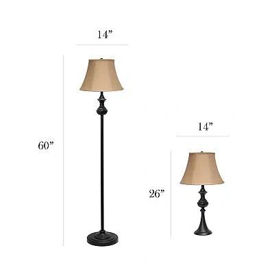 Kirkland's Floor And Table Lamp Set In Brown