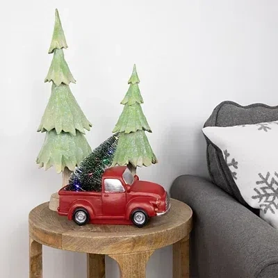 Kirkland's Pre-lit Vintage Red Tree Truck Figurine In Multi