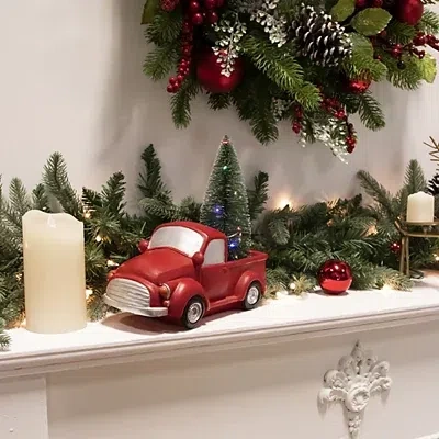 Kirkland's Pre-lit Vintage Red Tree Truck Figurine In Multi