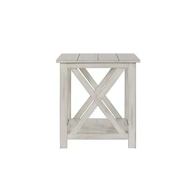 Kirkland's Antique Whitewashed Wood Rectangular Side Table In White