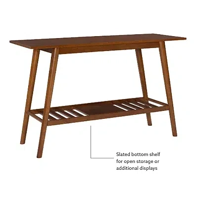 Kirkland's Wood Slatted Bottom Shelf Console Table In Brown