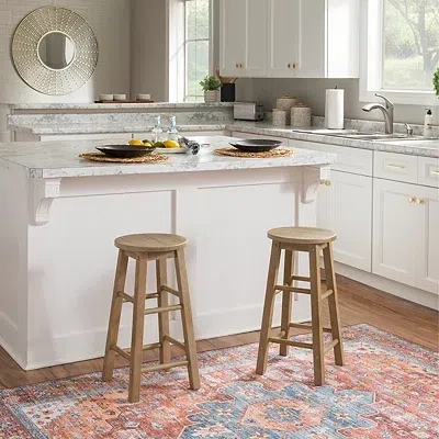 Kirkland's Rustic Wood Pub Classic Backless Counter Stool In Brown