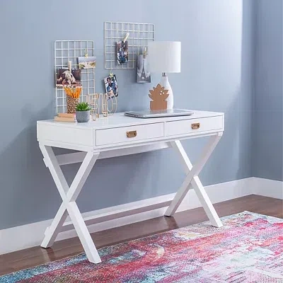 Kirkland's Wood 2-drawer X-frame Desk In White