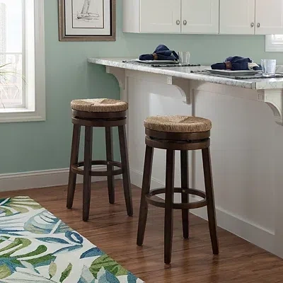 Kirkland's Dark Brown Seagrass Swivel Bar Stool In Brown