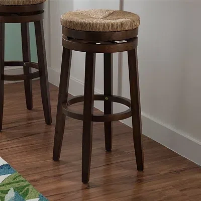 Kirkland's Dark Brown Seagrass Swivel Bar Stool In Brown
