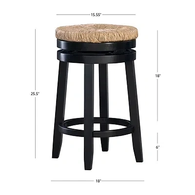 Kirkland's Wood Seagrass Seat Swivel Counter Stool In Black