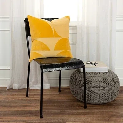 Kirkland's Velvet Yellow Monochrome Shapes Throw Pillow In Yellow