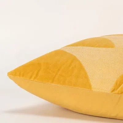 Kirkland's Velvet Yellow Monochrome Shapes Throw Pillow In Yellow