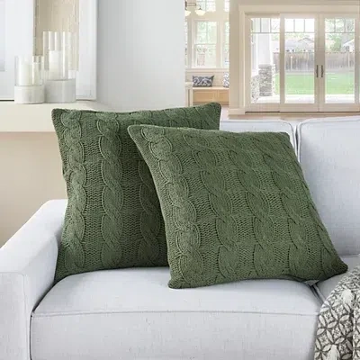 Kirkland's Olive Cable Knit Throw Pillows In Green