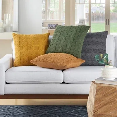 Kirkland's Olive Cable Knit Throw Pillows In Green
