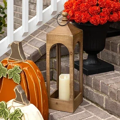 Kirkland's Wood Open Frame Lantern In Brown