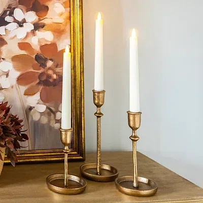 Kirkland's Cast Iron Taper Candle Holder In Gold