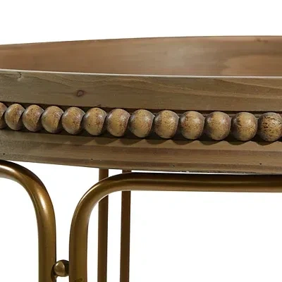 Kirkland's Wood Beaded Nesting Side Tables In Brown