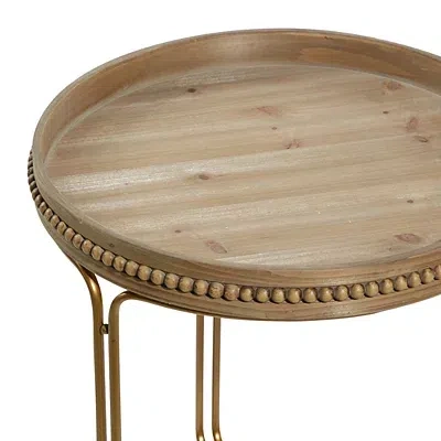 Kirkland's Wood Beaded Nesting Side Tables In Brown