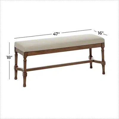 Kirkland's Wood Upholstered Burlap Seat Bench In Brown