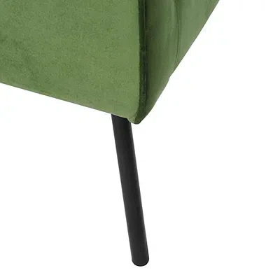 Kirkland's Velvet Upholstered Black Legs Accent Chair In Green