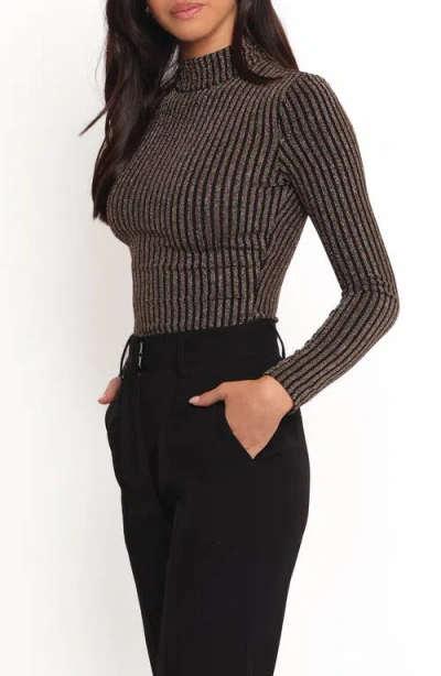 Petal And Pup Petal & Pup Vienah Metallic Rib Long Sleeve Bodysuit In Gray