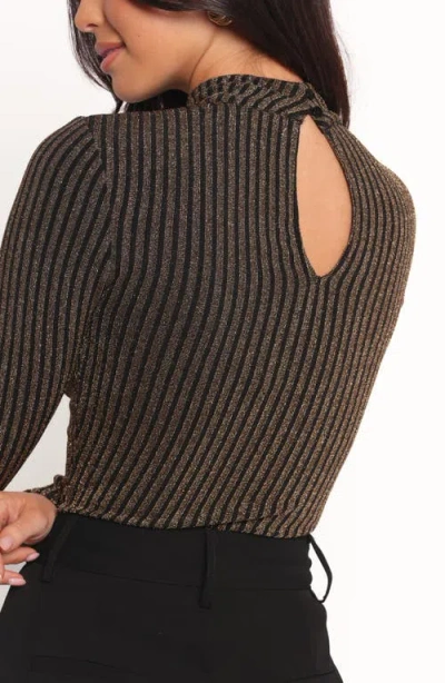 Petal And Pup Petal & Pup Vienah Metallic Rib Long Sleeve Bodysuit In Gray