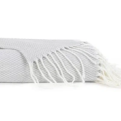 Kirkland's Light Gray Herringbone Throw With Fringe In Gray