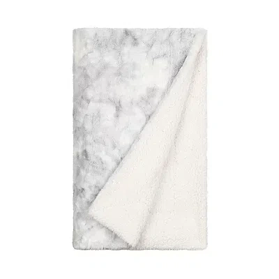 Kirkland's Light Gray Tie Dye Faux Fur Throw In White