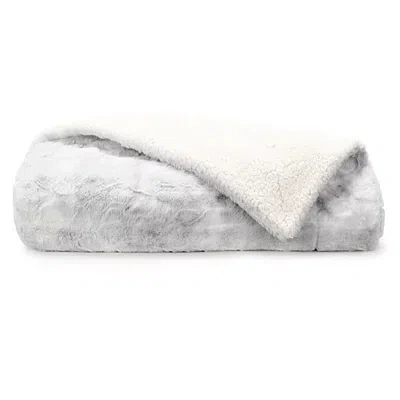 Kirkland's Light Gray Tie Dye Faux Fur Throw In White