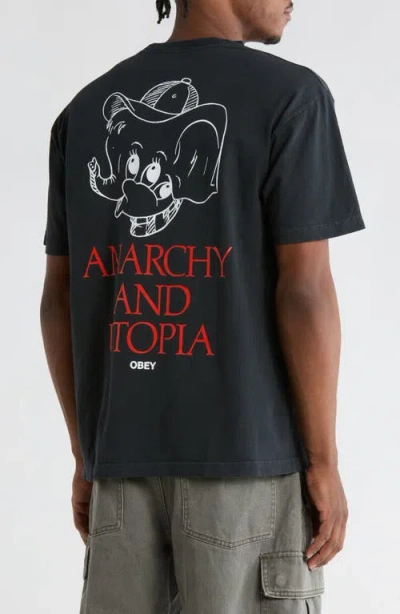 Obey Anarchy & Utopia Graphic T-shirt In Black