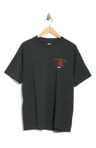 Obey Anarchy & Utopia Graphic T-shirt In Black