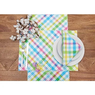 Kirkland's Spring Blossom Plaid Table Runner In Multi