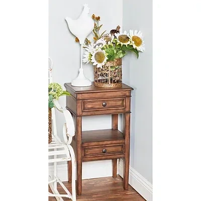 Kirkland's Fir Wood Tiered Side Table In Brown