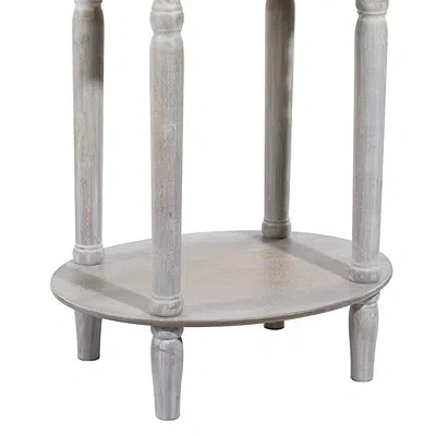 Kirkland's Oval Whitewashed Pine Wood Side Table In Neutral