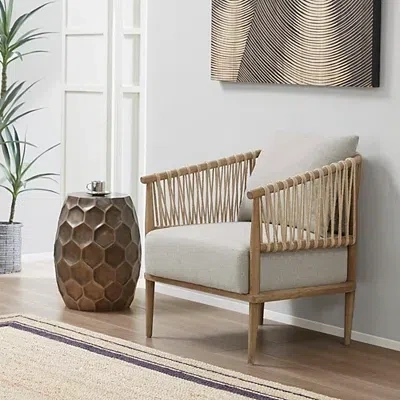 Kirkland's Curved Wood And Jute Rope Accent Chair In Brown