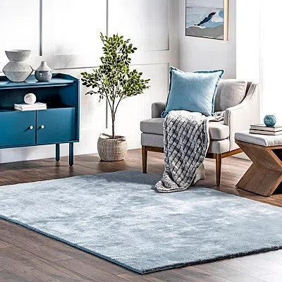 Kirkland's Whitlow Blue Shag Washable Area Rug In Blue