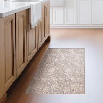 Kirkland's Kalini Natural Floral Washable Area Rug In Neutral