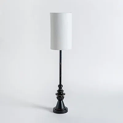 Kirkland's Distressed Black Candlestick Buffet Lamp In Black