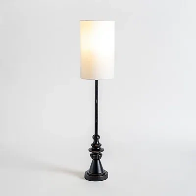 Kirkland's Distressed Black Candlestick Buffet Lamp In Black