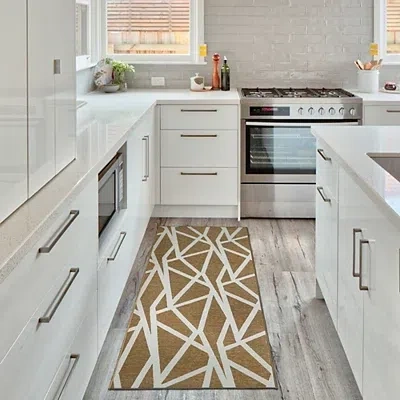 Kirkland's Camel Intersections Washable Runner In Brown