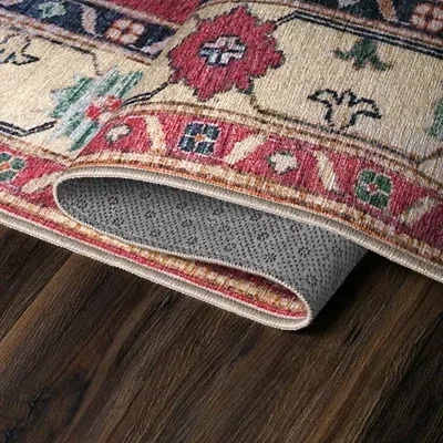 Kirkland's Washable Shary Coral Area Rug In Pink