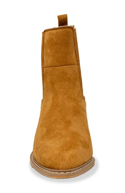 Chase & Chloe Chase And Chloe Western Block Heel Chelsea Boot In Brown