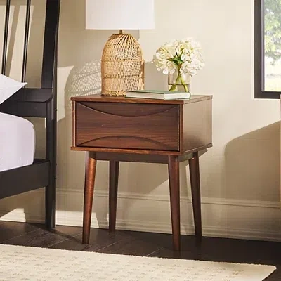 Kirkland's Walnut Mid-century Modern Nightstand In Brown