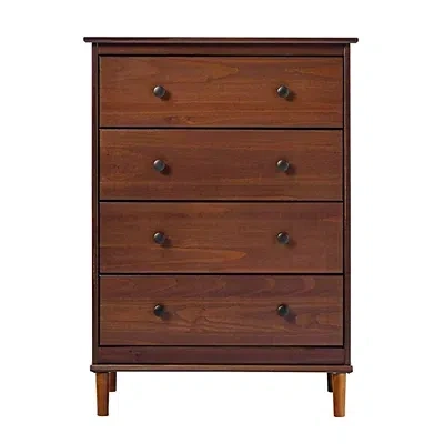 Kirkland's Walnut Mid-century Modern 4-drawer Wood Dresser In Brown