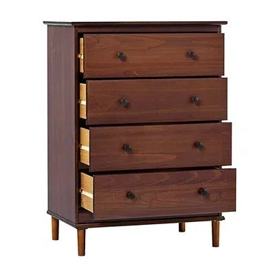 Kirkland's Walnut Mid-century Modern 4-drawer Wood Dresser In Brown