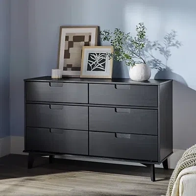 Kirkland's Grooved Handle 6-drawer Dresser In Black