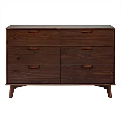 Kirkland's Walnut Grooved Handle 6-drawer Dresser In Brown