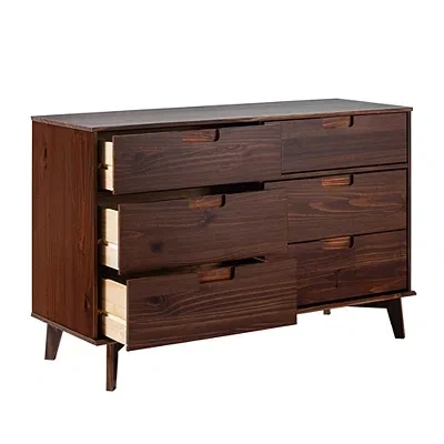 Kirkland's Walnut Grooved Handle 6-drawer Dresser In Brown