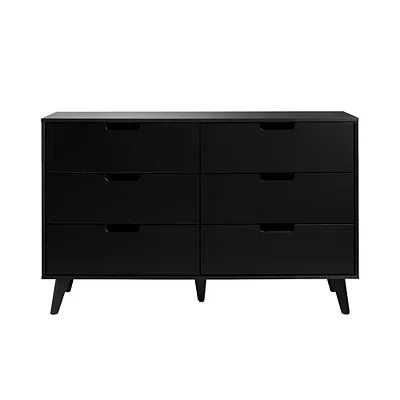 Kirkland's Simple Grooved Handle 6-drawer Dresser In Black
