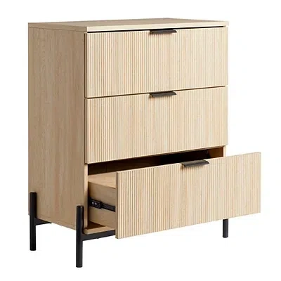 Kirkland's Coastal Oak Reeded 3-drawer Dresser In Neutral