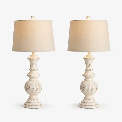 Kirkland's Distressed Cream Adelaide Table Lamps In Multi