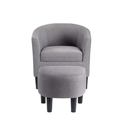 Kirkland's Light Gray Churchill Accent Chair & Ottoman Set In Gray