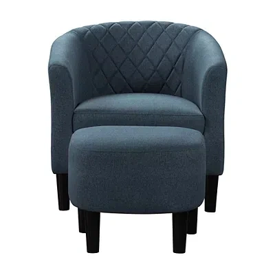 Kirkland's Diamond Tufted Accent Chair & Ottoman Set In Blue