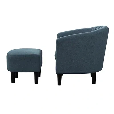 Kirkland's Diamond Tufted Accent Chair & Ottoman Set In Blue
